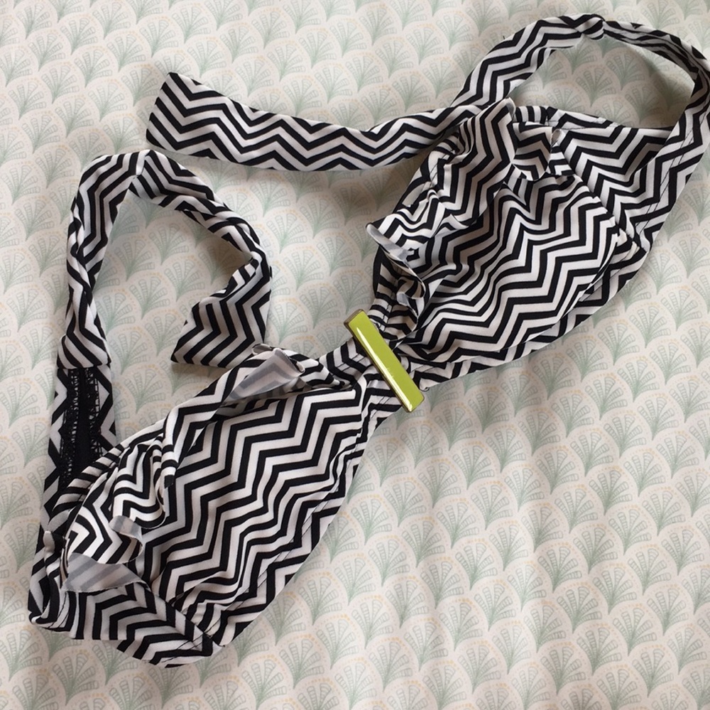 Bandeau Zig Zag Striped Swim Suit